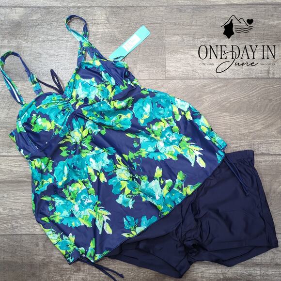 Septangle Boyshort Tankini Swimsuit Size 12 - Picture 2 of 5